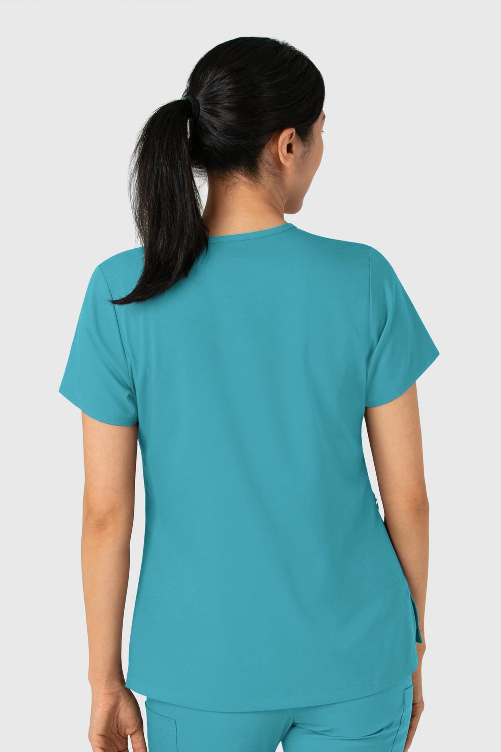Casacca donna 6151 scollo a V teal blue