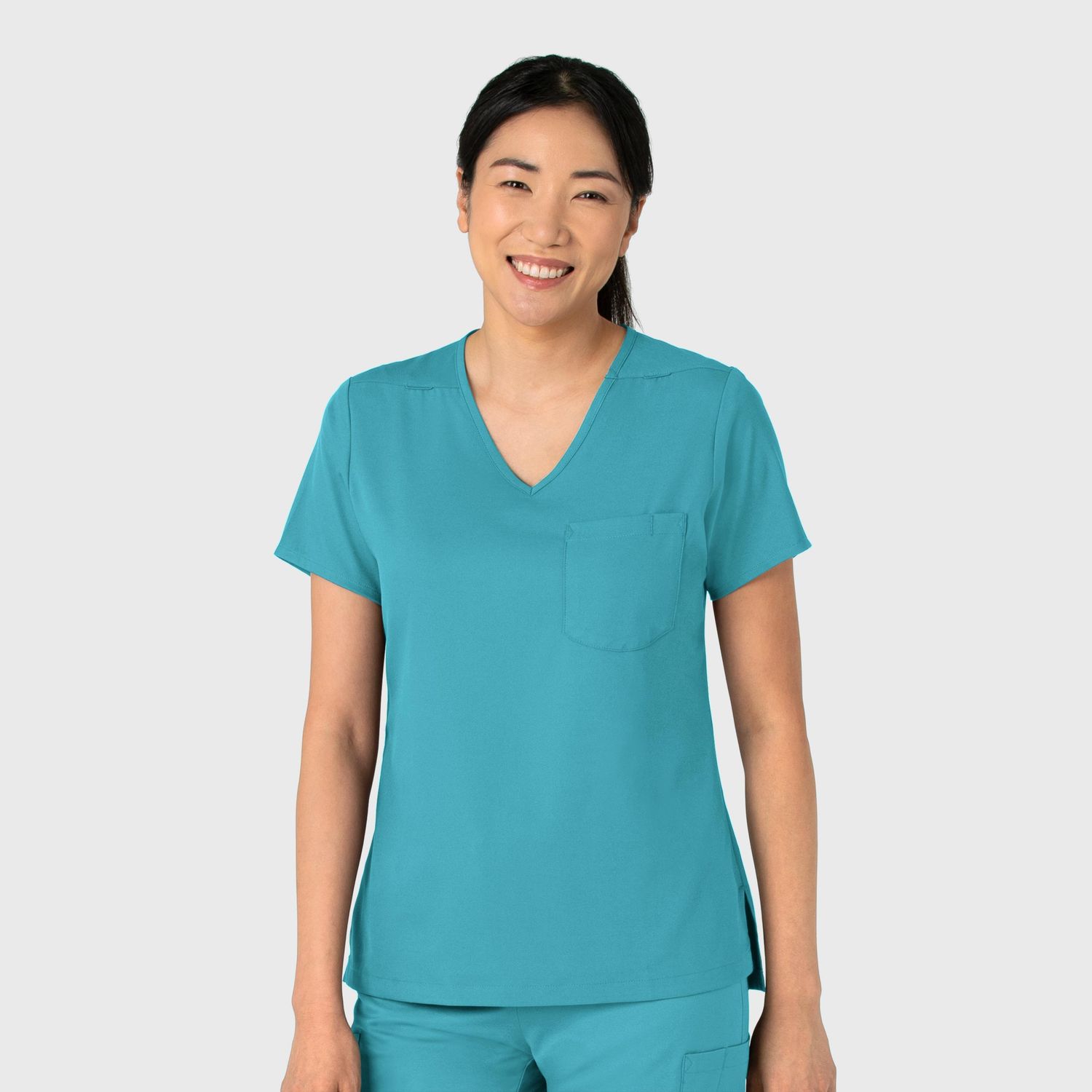 Casacca donna 6151 scollo a V teal blue