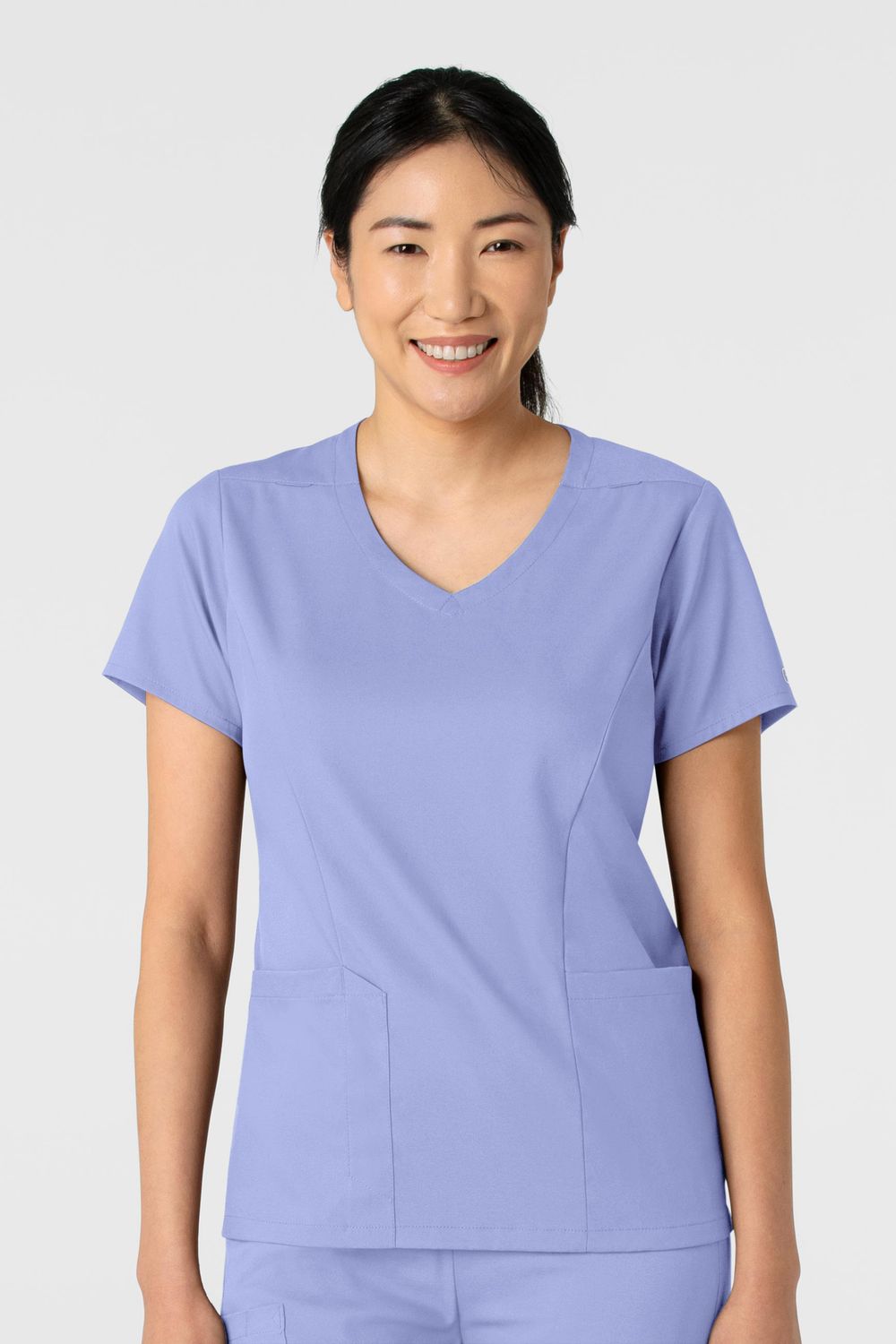 Casacca donna 6251 scollo a V ceil blue