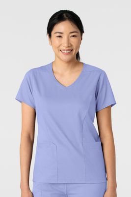 Casacca donna 6251 scollo a V ceil blue