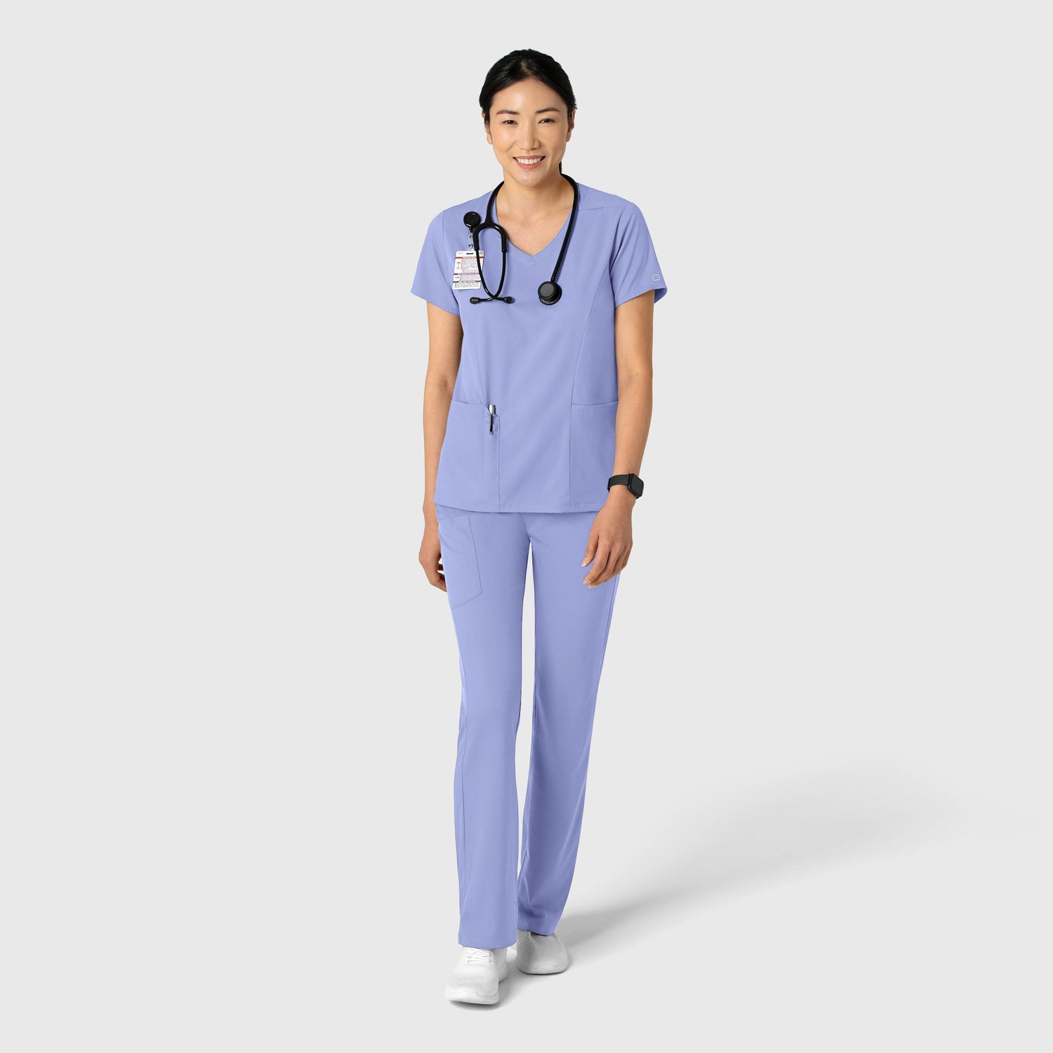 Casacca donna 6251 scollo a V ceil blue
