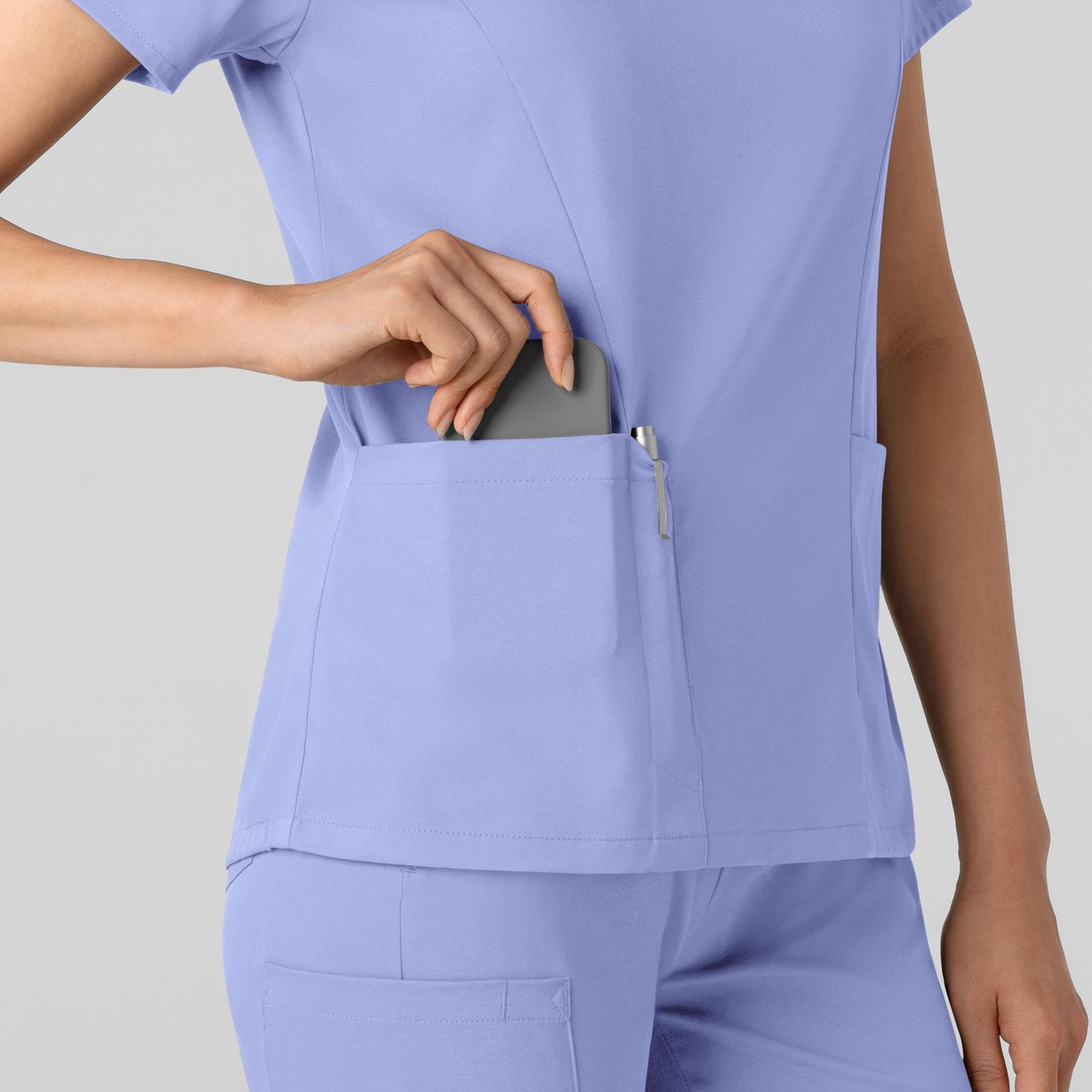 Casacca donna 6251 scollo a V ceil blue