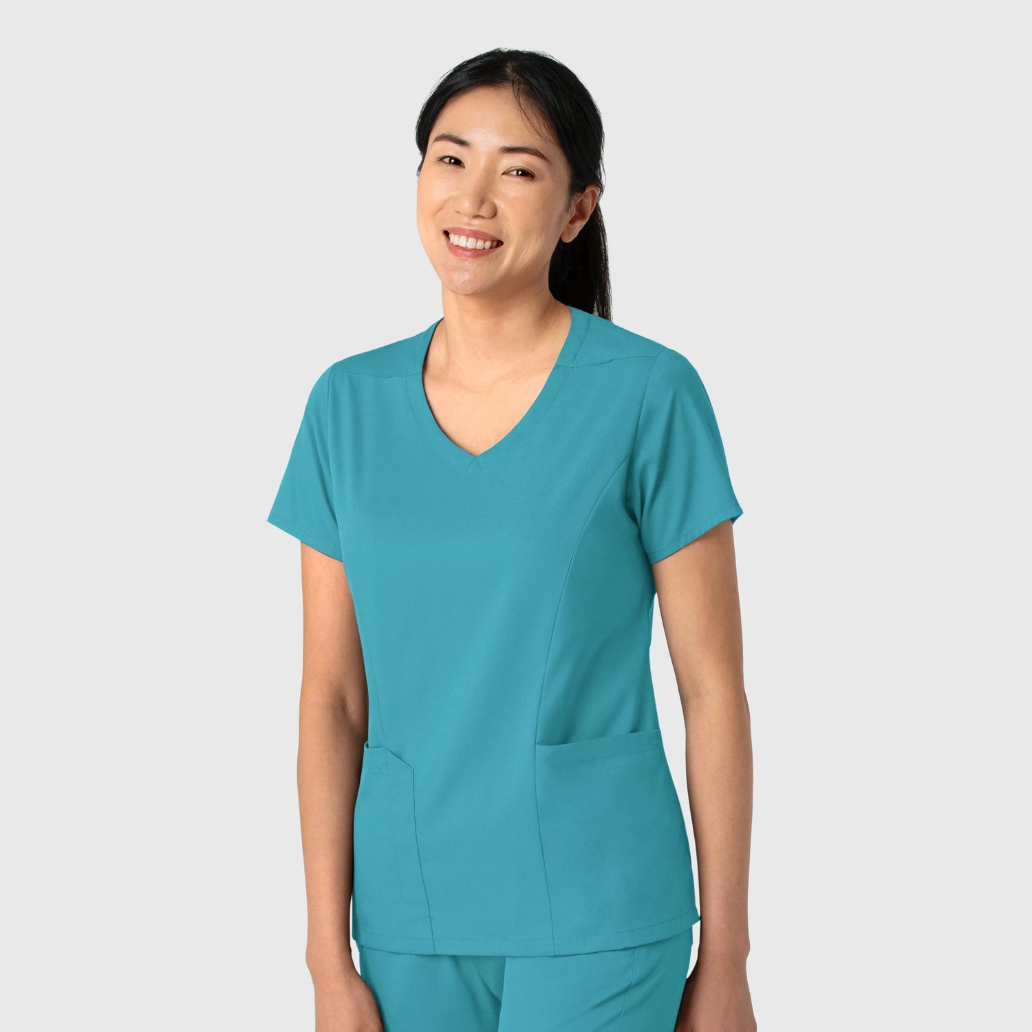 Casacca donna 6251 scollo a V teal blue