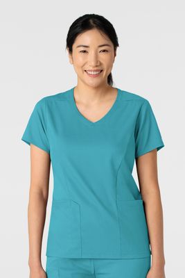 Casacca donna 6251 scollo a V teal blue