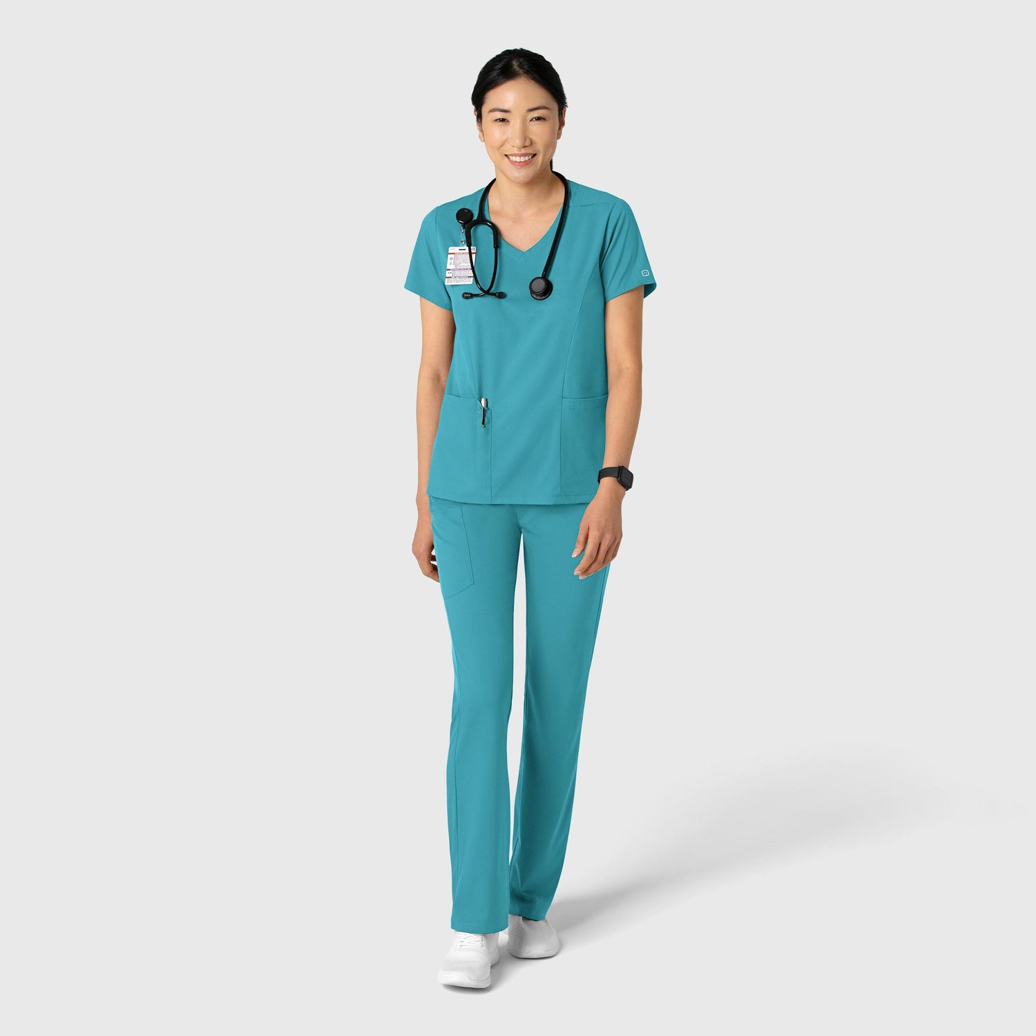 Casacca donna 6251 scollo a V teal blue