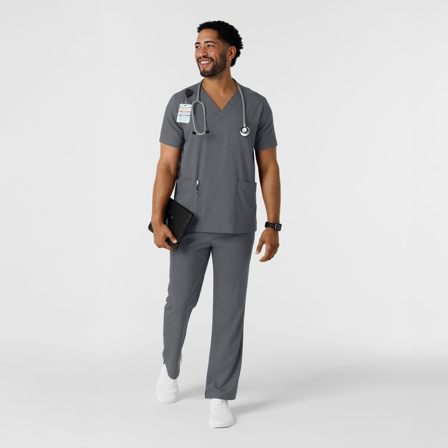 Casacca uomo 6351 scollo a V pewter