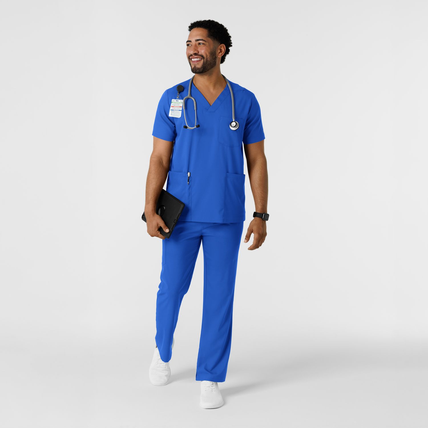 Casacca uomo 6351 scollo a V royal blue