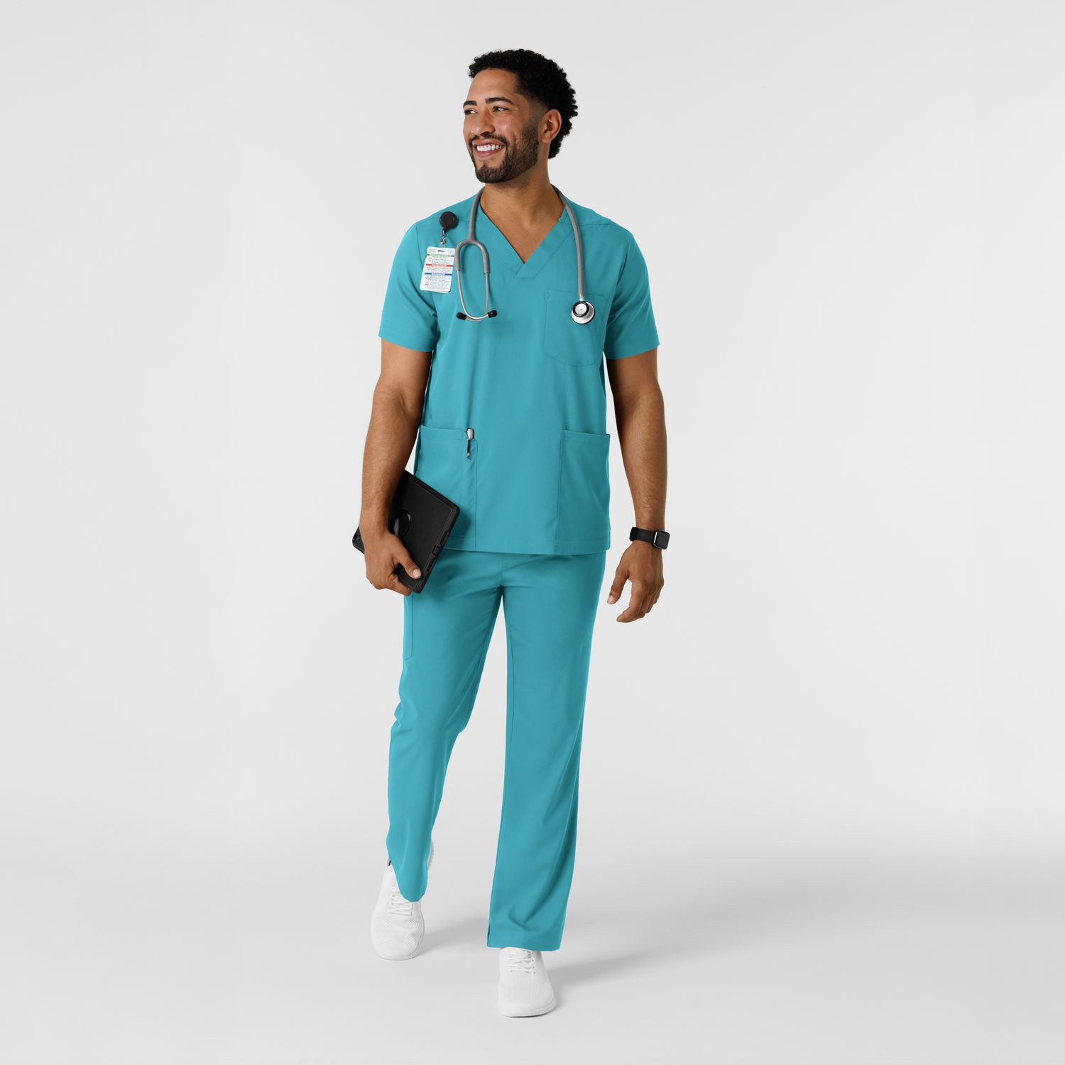 Casacca uomo 6351 scollo a V teal blue