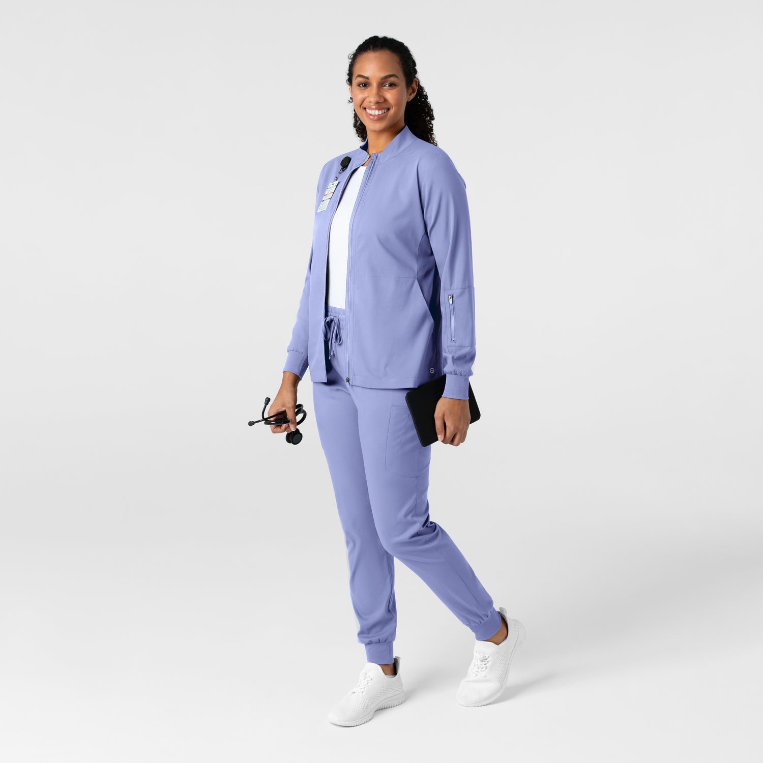 Casacca donna 8151 manica lunga e zip ceil blue