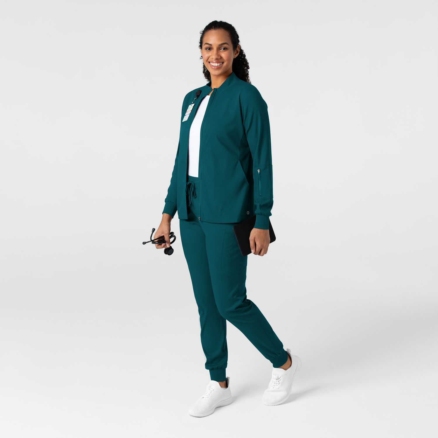 Casacca donna 8151 manica lunga e zip caribbean blue
