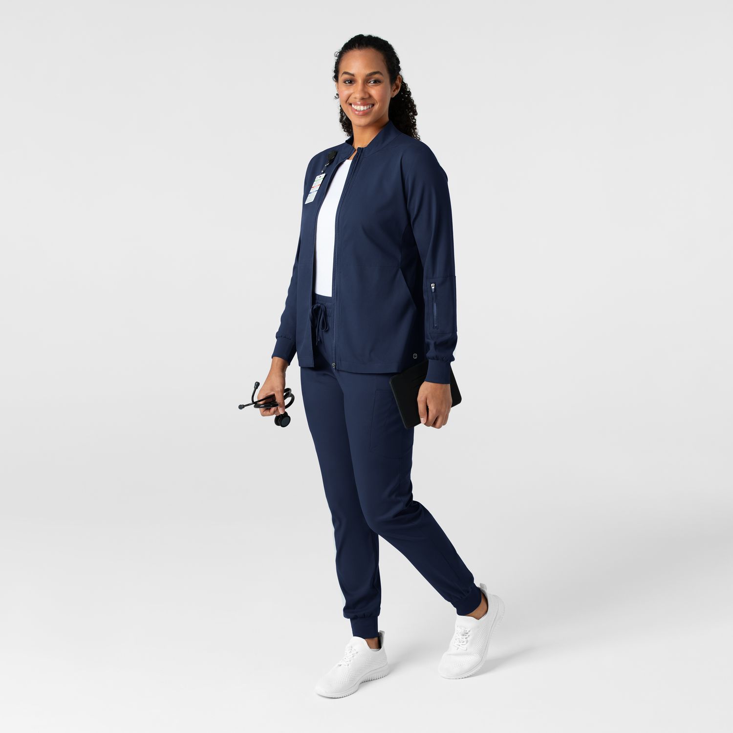 Casacca donna 8151 manica lunga e zip navy blue