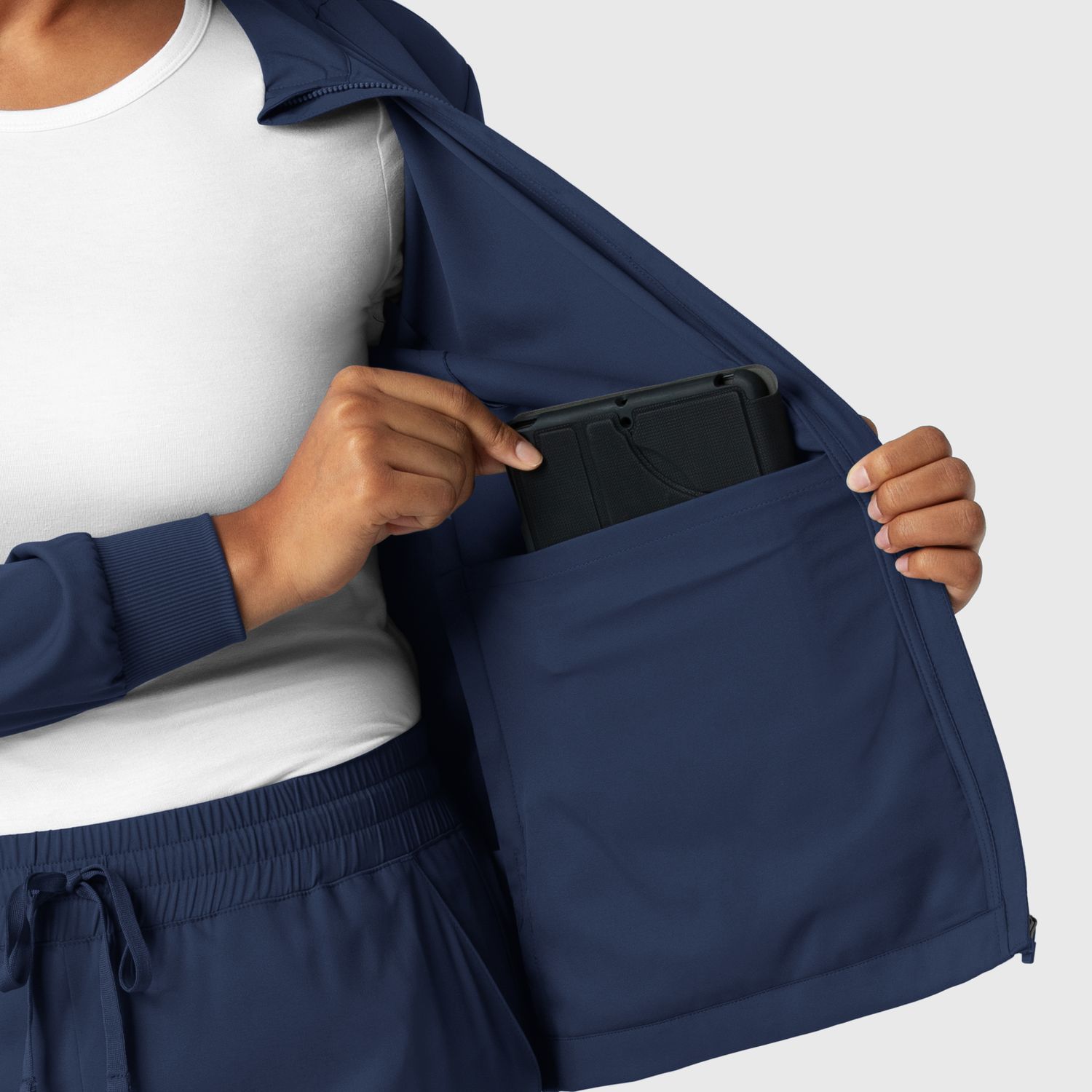 Casacca donna 8151 manica lunga e zip navy blue