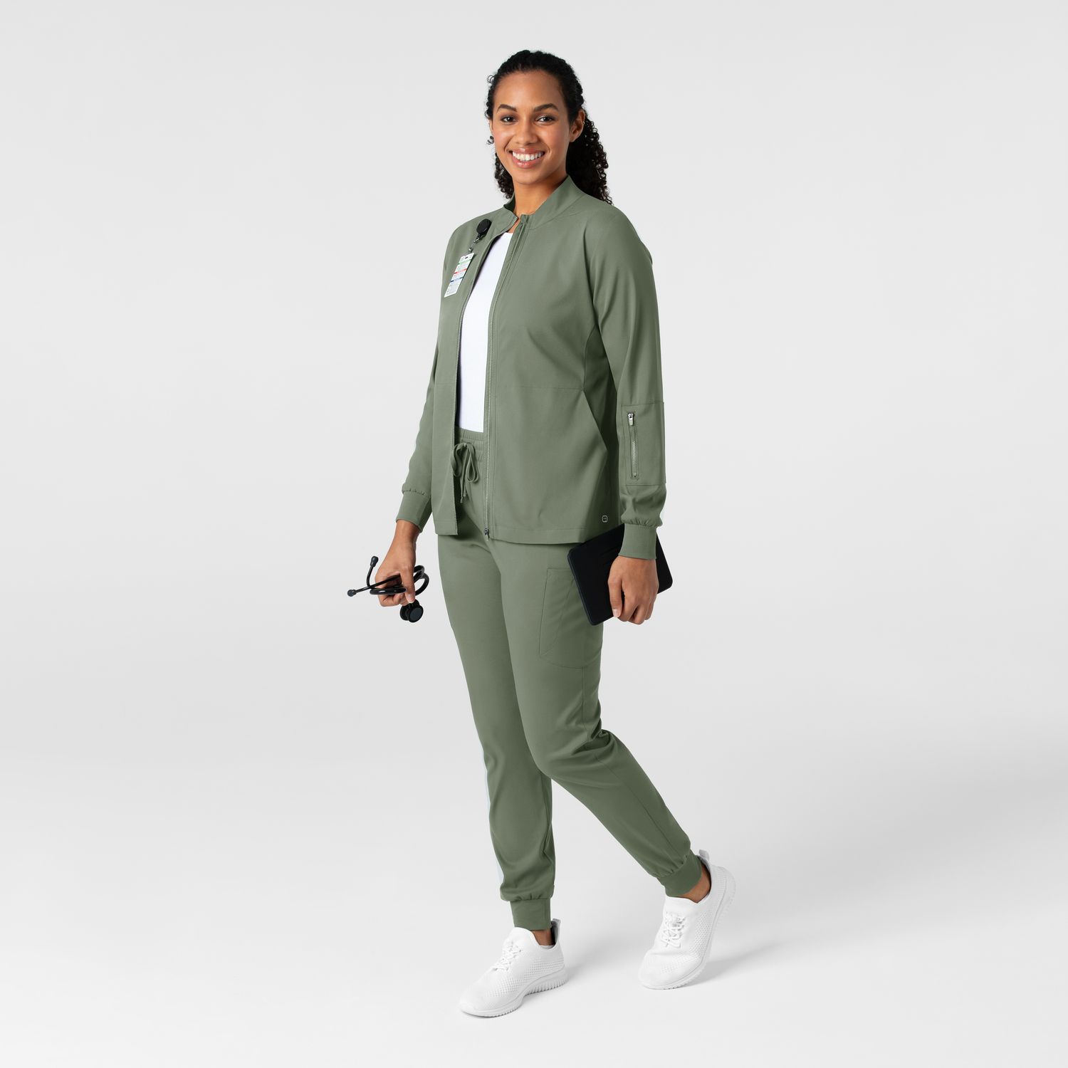 Casacca donna 8151 manica lunga e zip sage