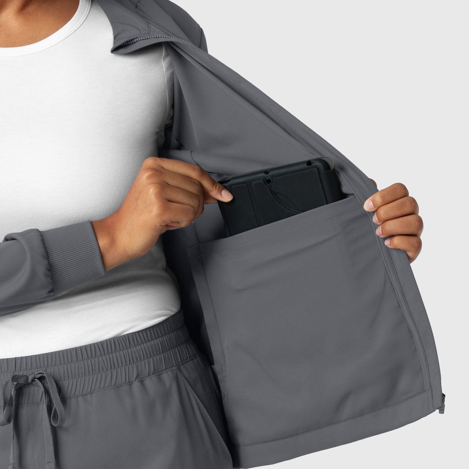 Casacca donna 8151 manica lunga e zip pewter