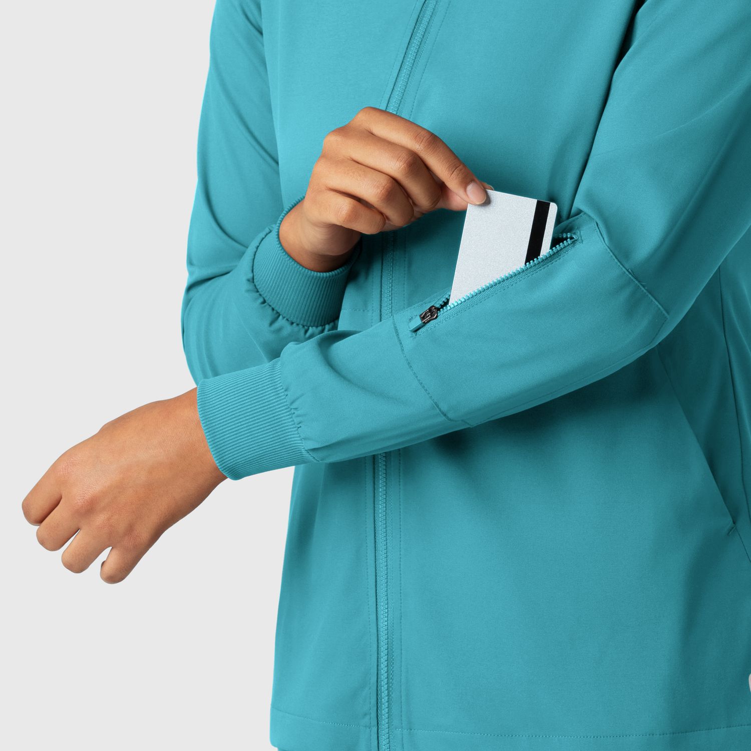 Casacca donna 8151 manica lunga e zip teal blue