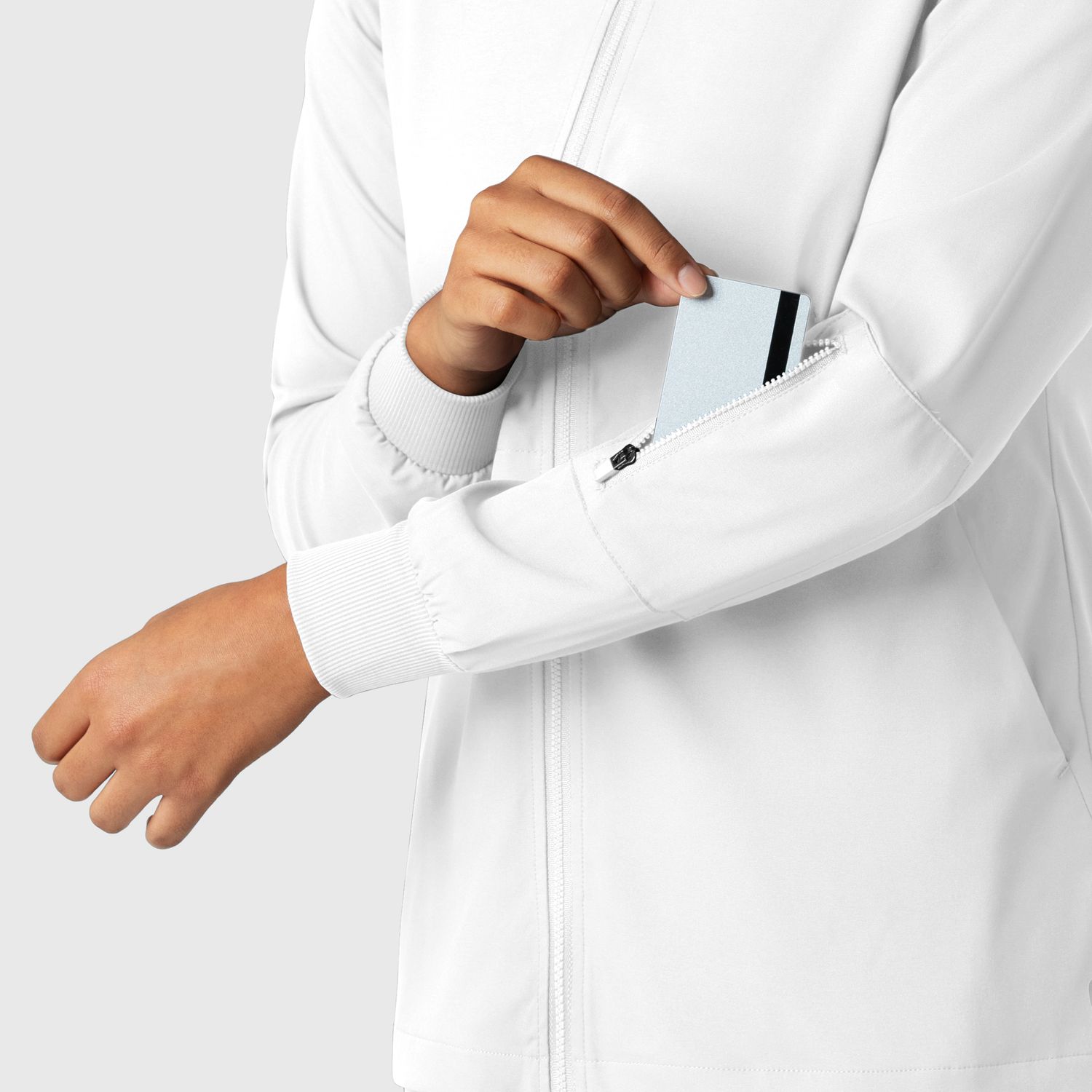 Casacca donna 8151 manica lunga e zip white