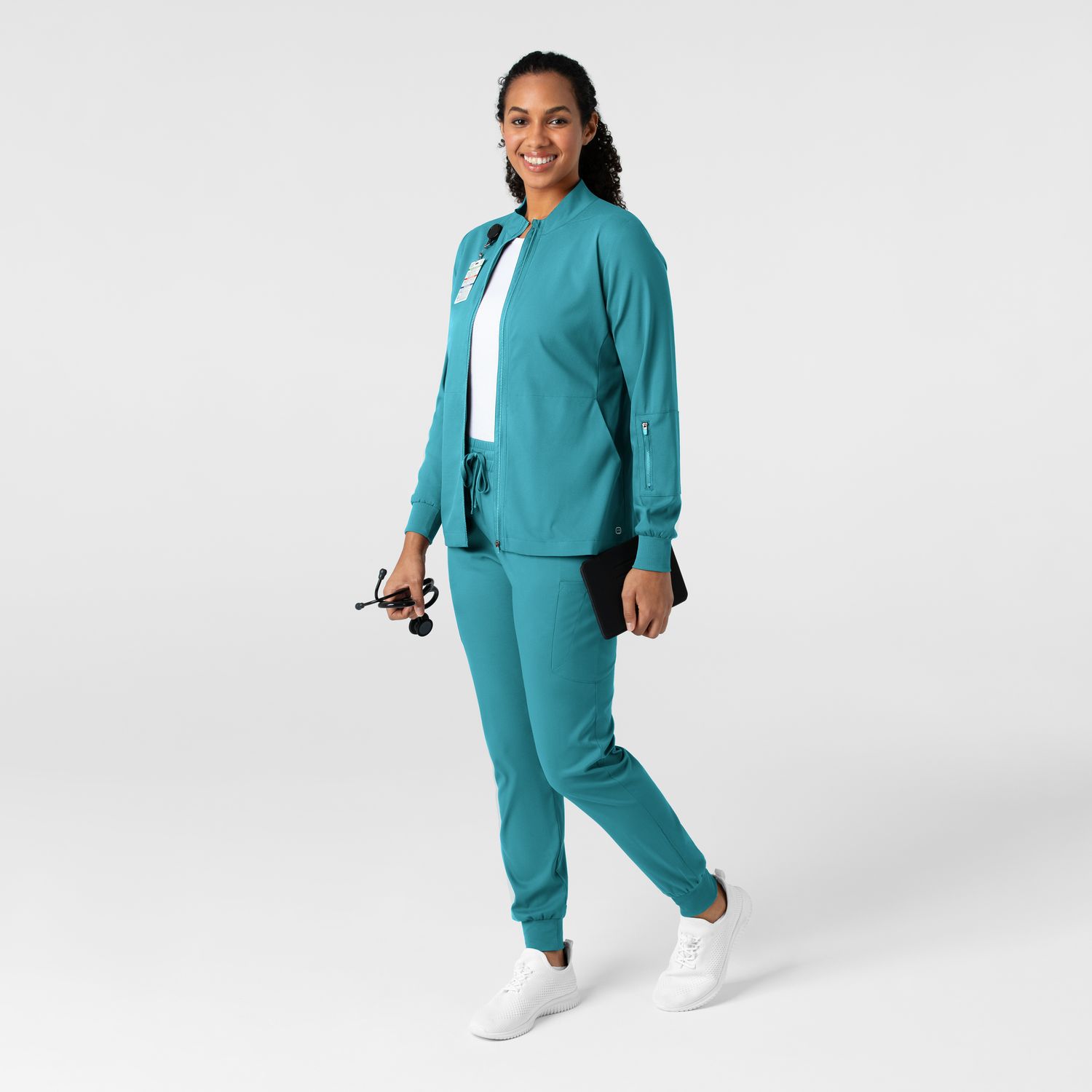 Casacca donna 8151 manica lunga e zip teal blue