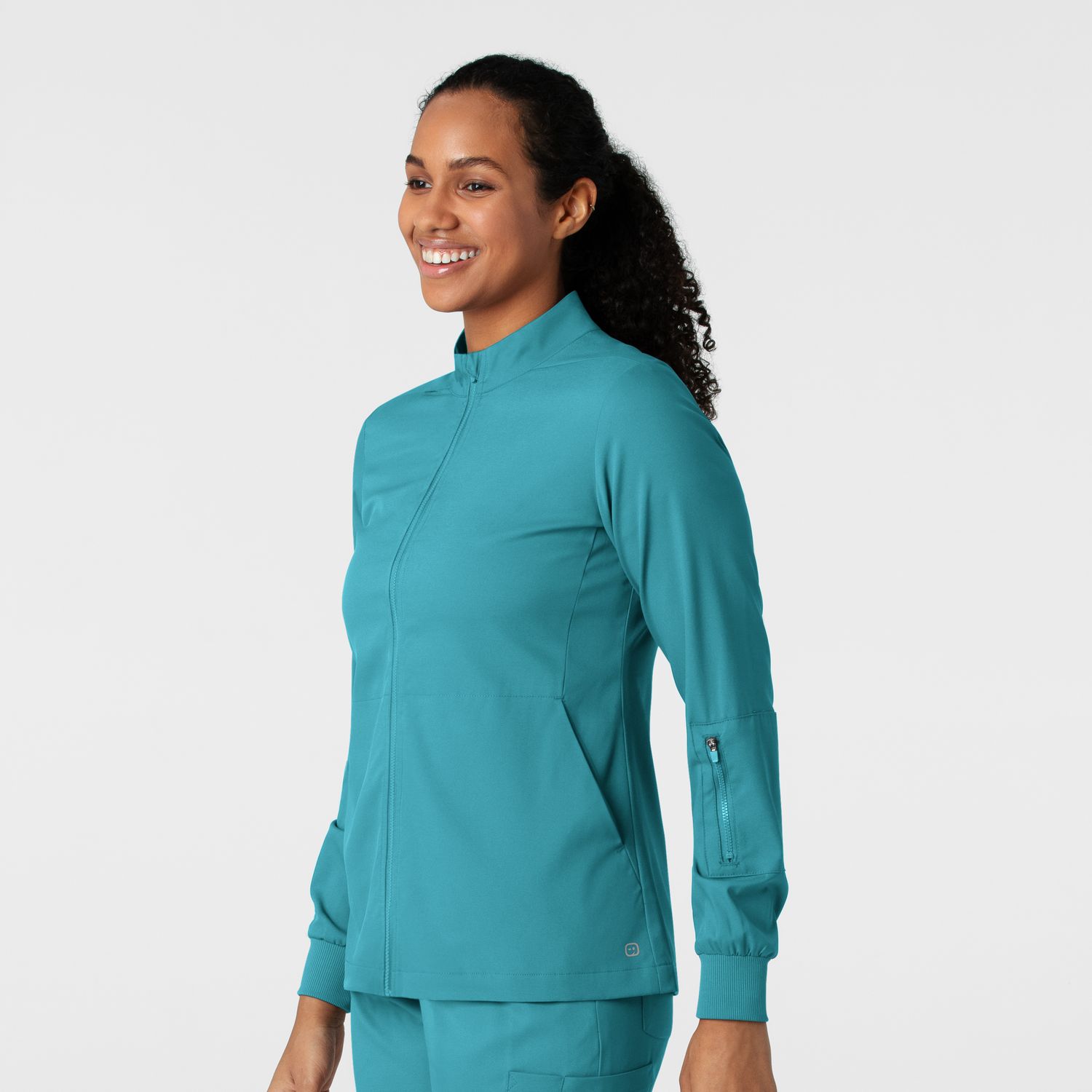 Casacca donna 8151 manica lunga e zip teal blue