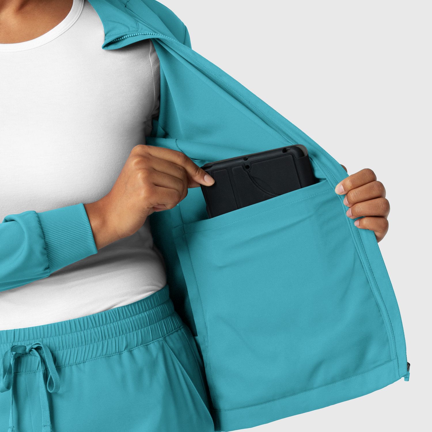 Casacca donna 8151 manica lunga e zip teal blue