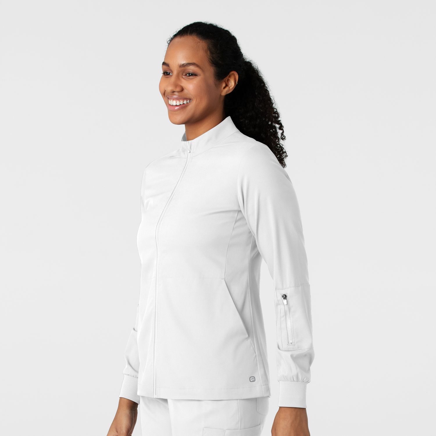 Casacca donna 8151 manica lunga e zip white