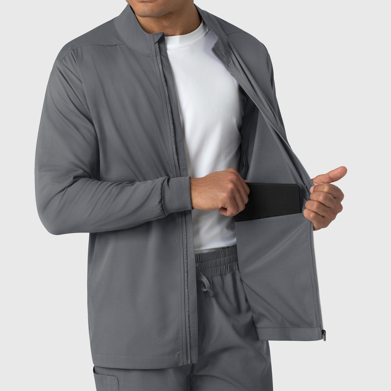 Casacca uomo 8351 manica lunga e zip pewter