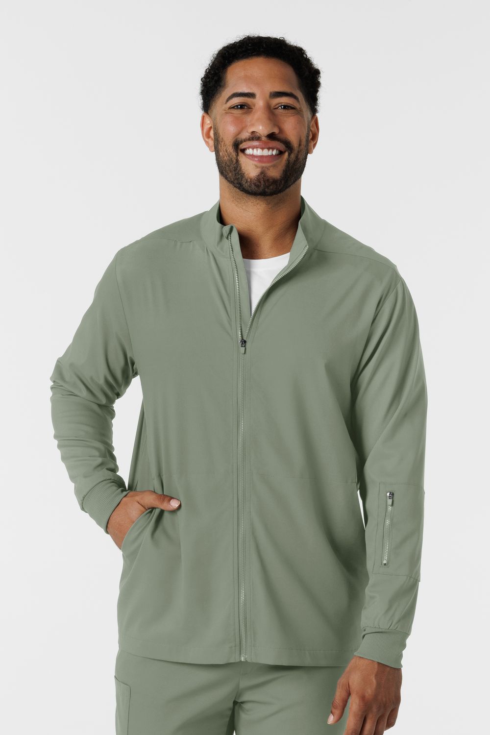 Casacca uomo 8351 manica lunga e zip sage