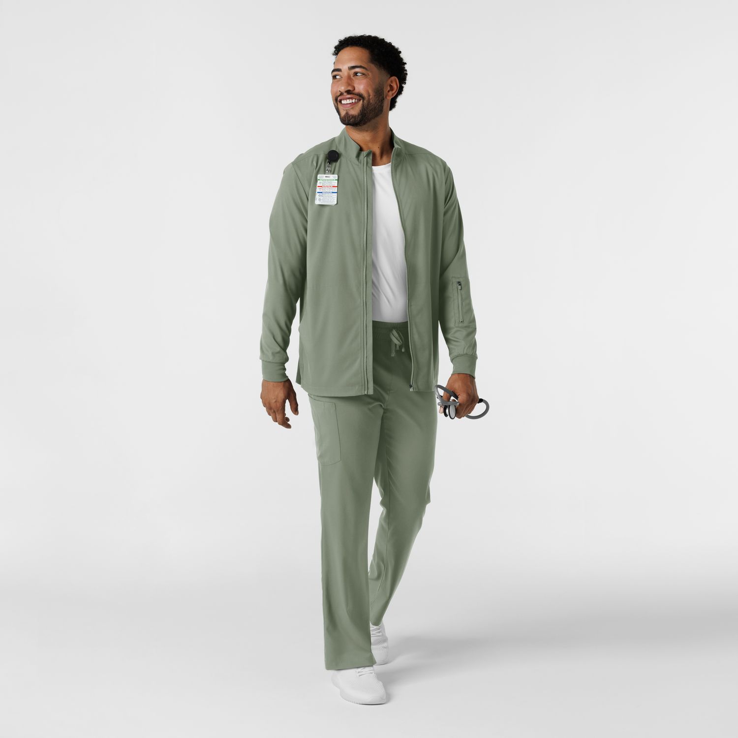 Casacca uomo 8351 manica lunga e zip sage