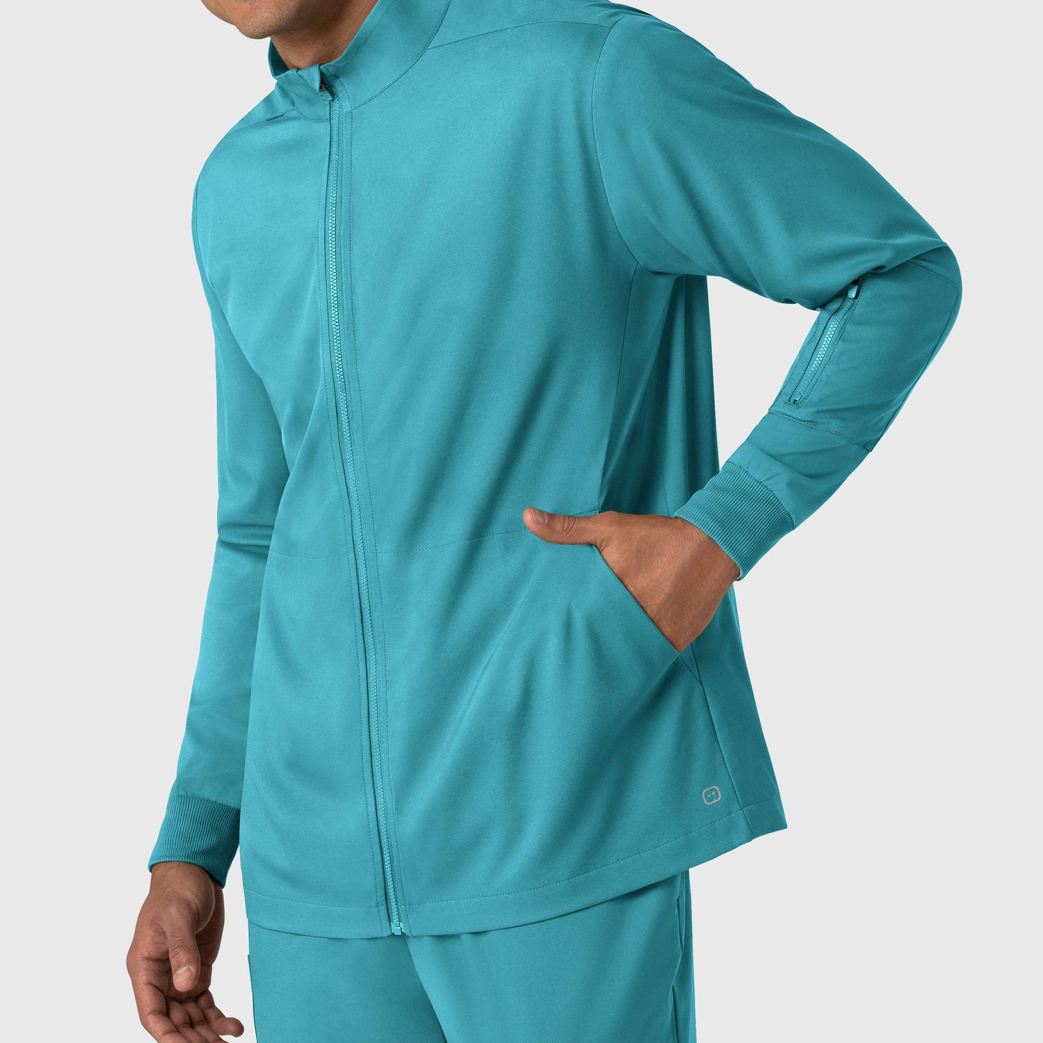 Casacca uomo 8351 manica lunga e zip teal blue