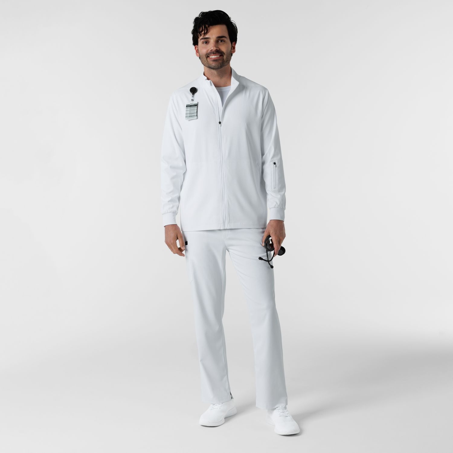 Casacca uomo 8351 manica lunga e zip white