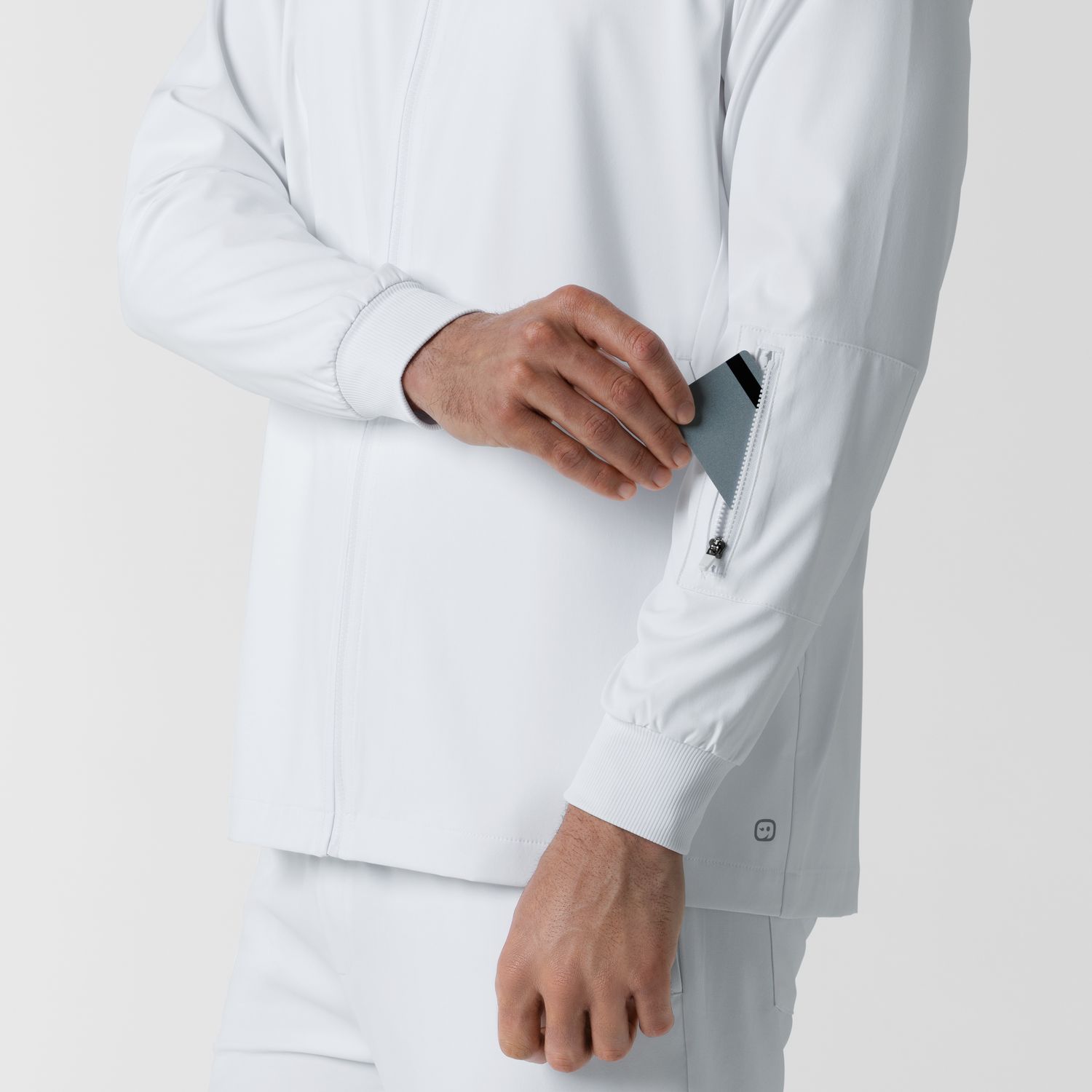 Casacca uomo 8351 manica lunga e zip white