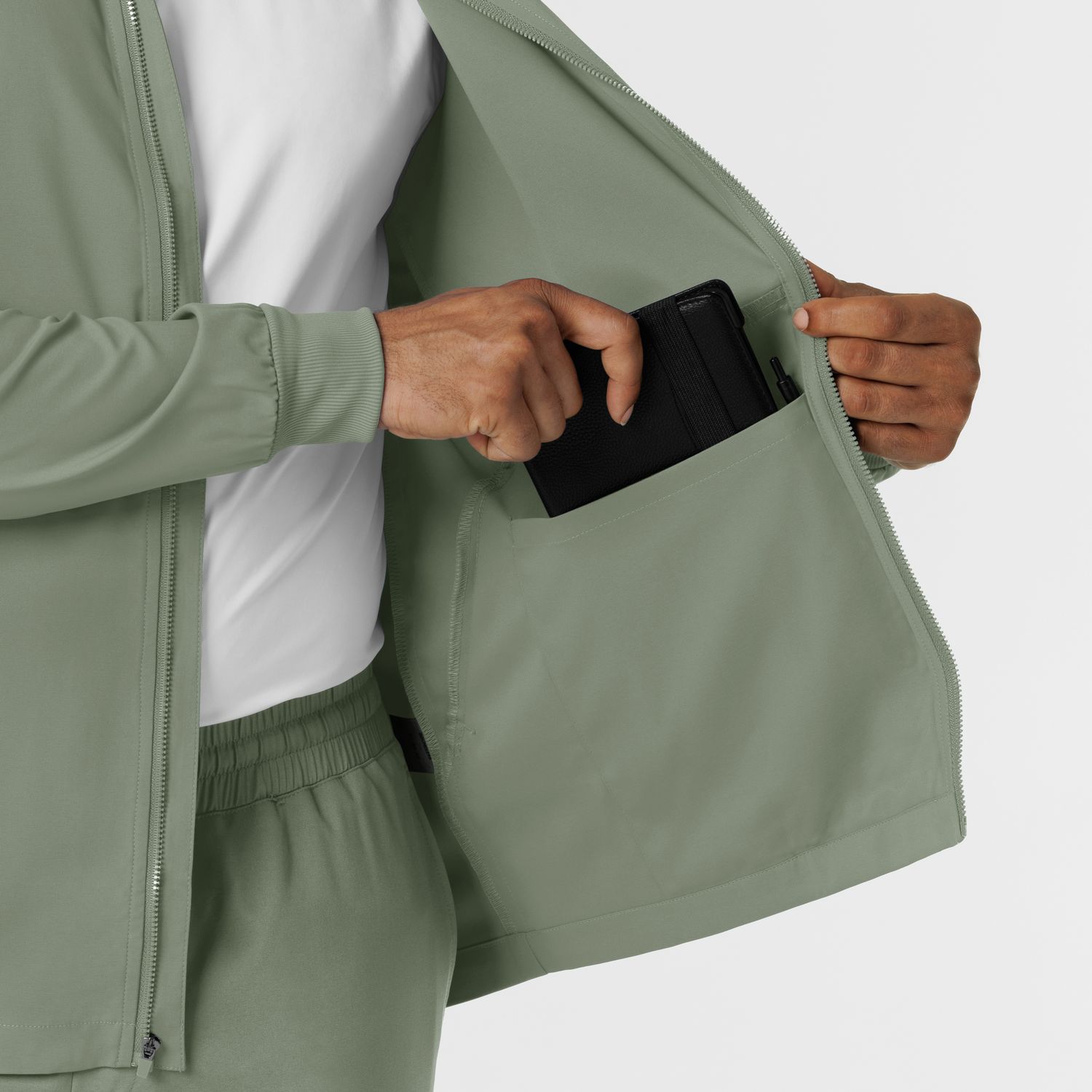 Casacca uomo 8351 manica lunga e zip sage