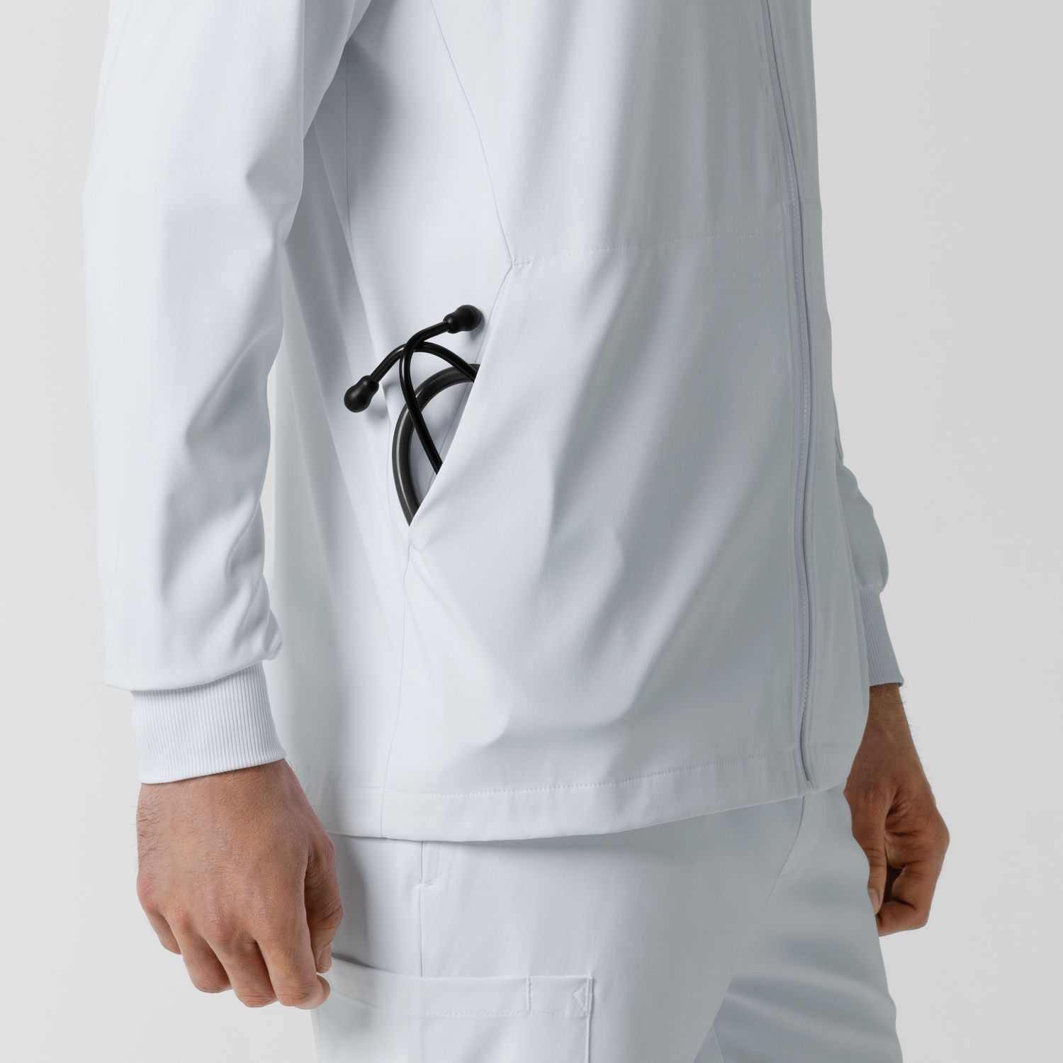 Casacca uomo 8351 manica lunga e zip white