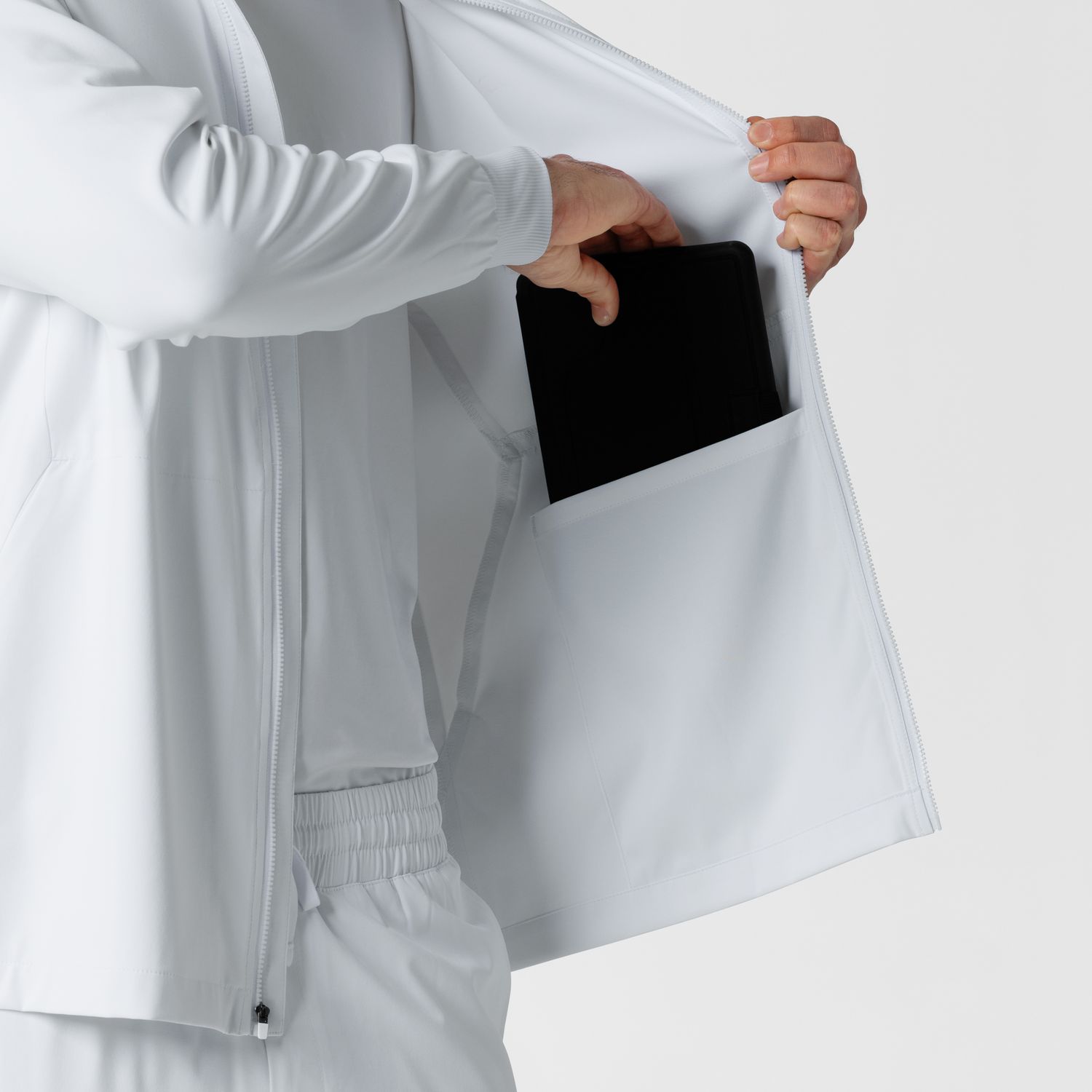Casacca uomo 8351 manica lunga e zip white