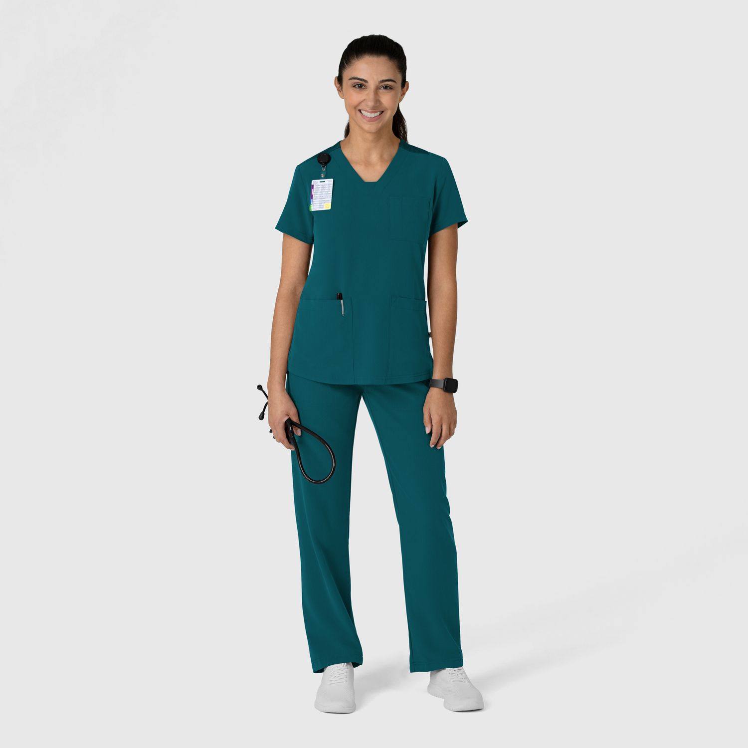 Casacca donna 6132 scollo a V caribbean blue