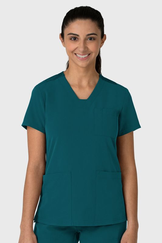 Casacca donna 6132 scollo a V caribbean blue
