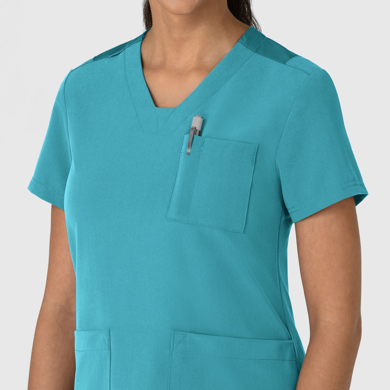 Casacca donna 6132 scollo a V teal blue