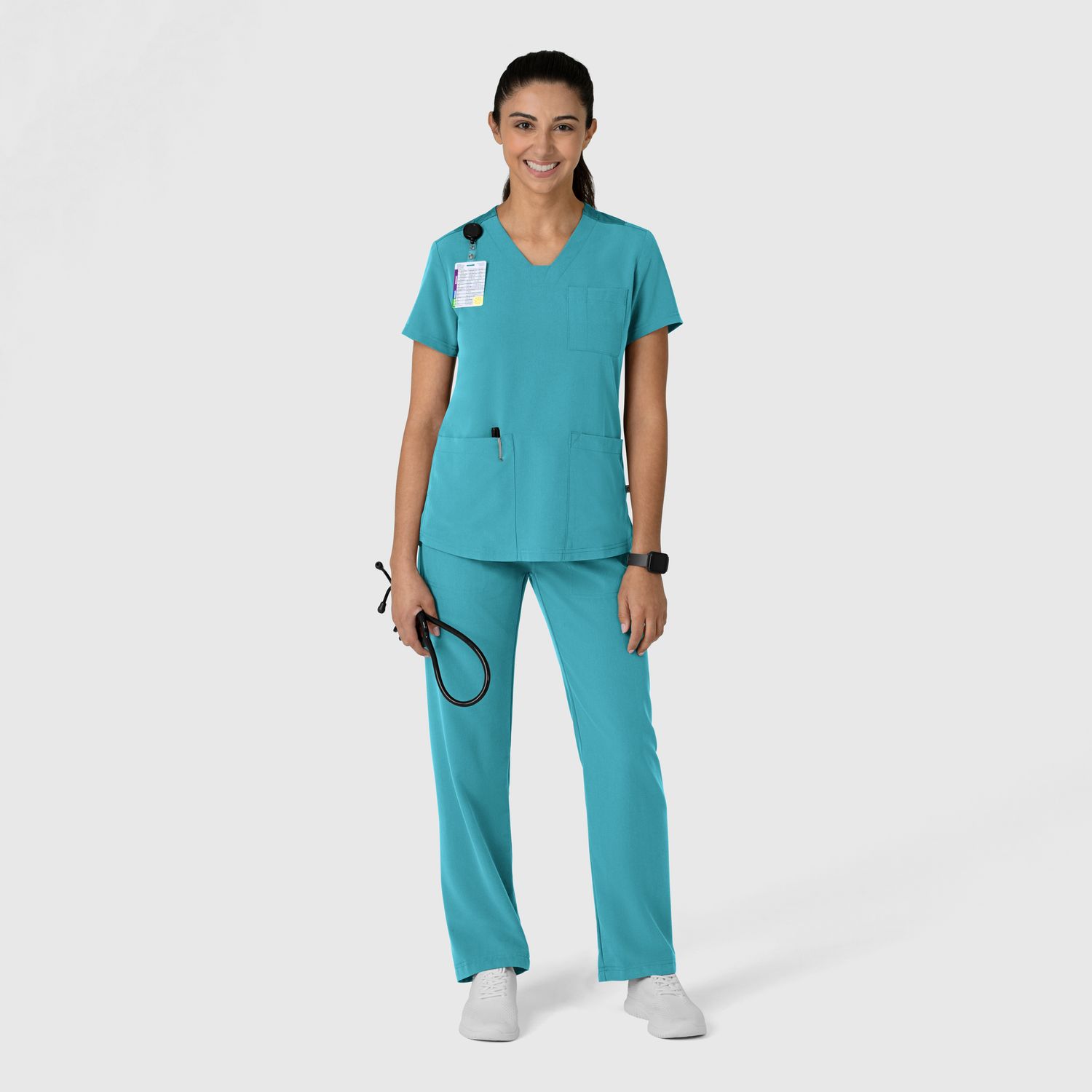 Casacca donna 6132 scollo a V teal blue
