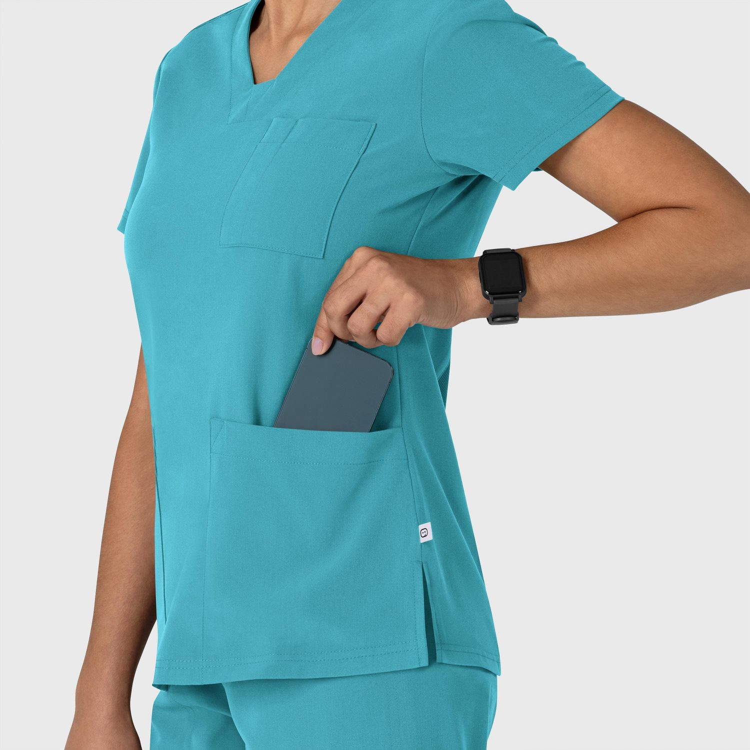 Casacca donna 6132 scollo a V teal blue