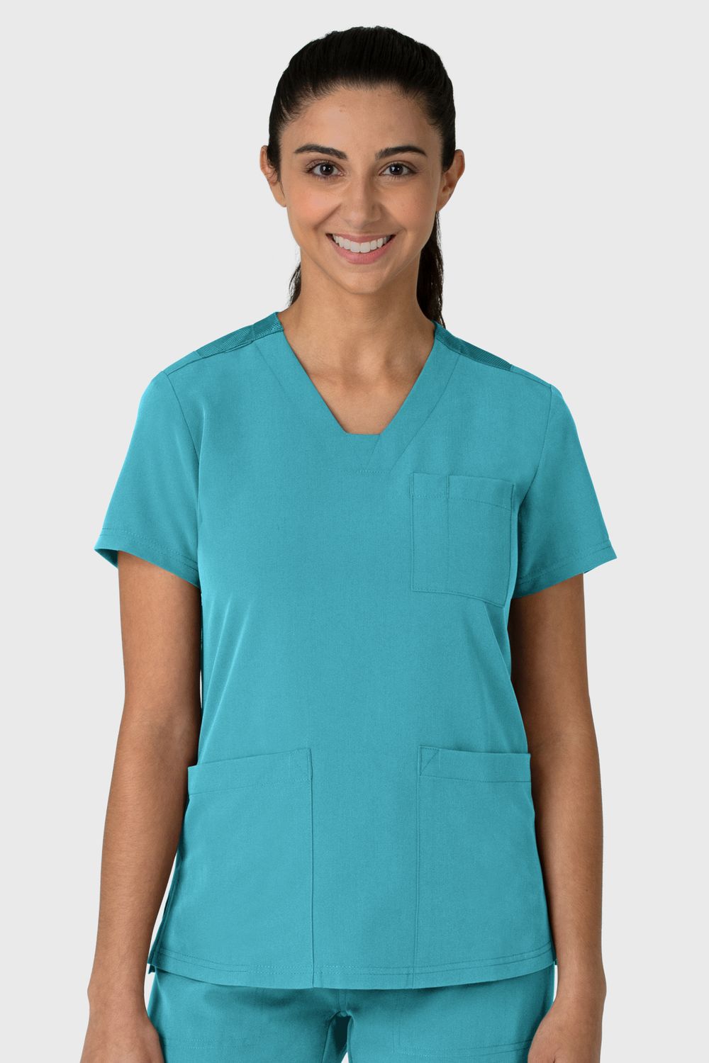 Casacca donna 6132 scollo a V teal blue