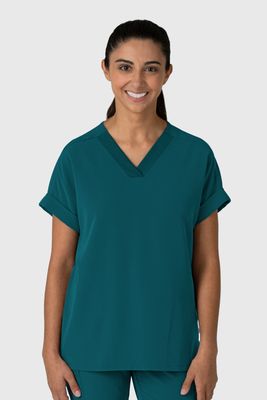 Casacca donna 6232 scollo a V spalle basse caribbean blue
