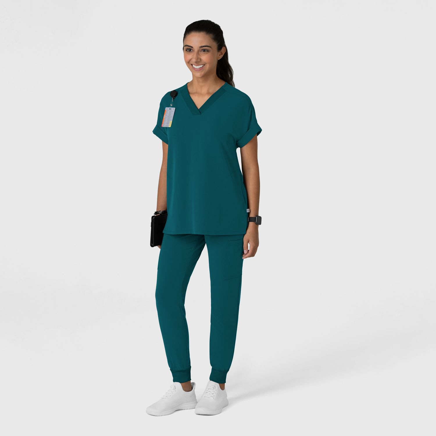 Casacca donna 6232 scollo a V spalle basse caribbean blue