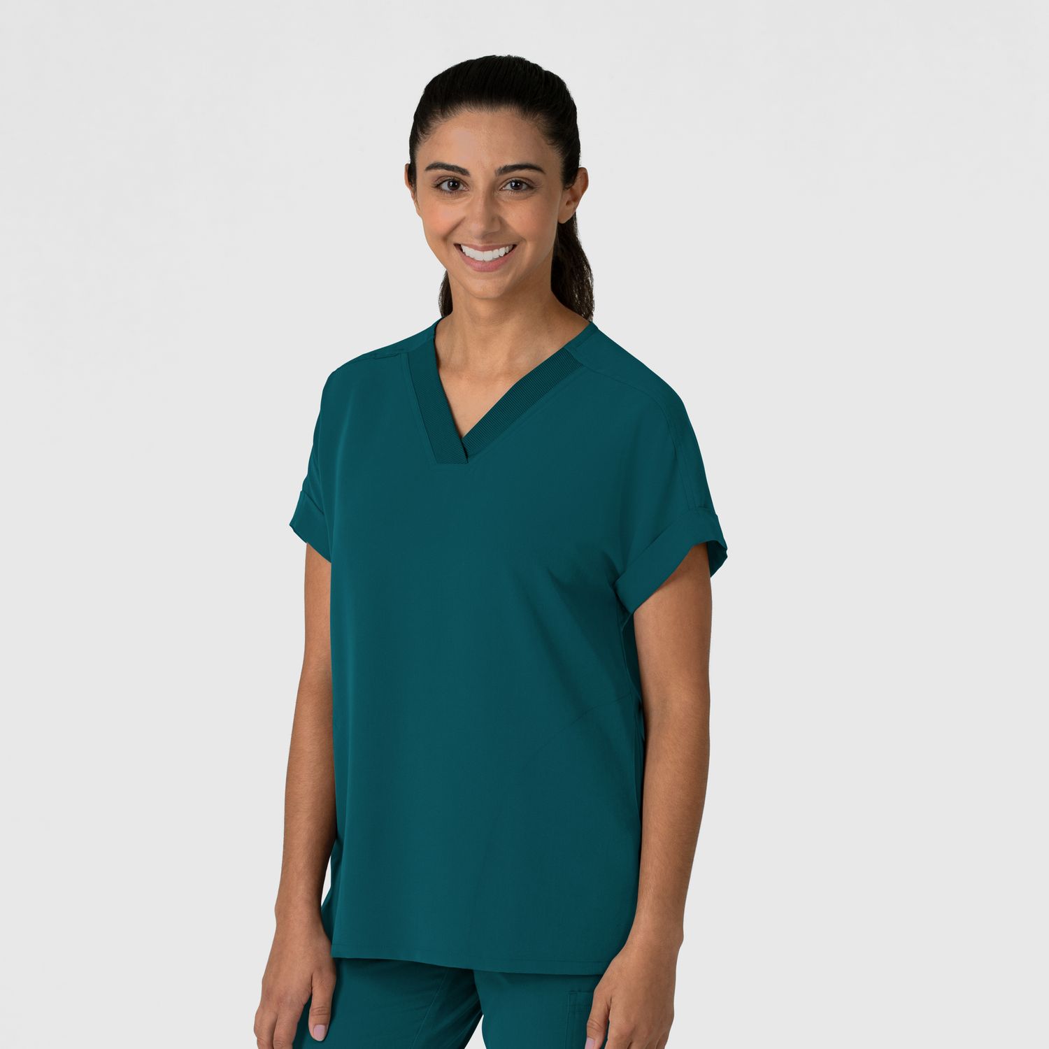 Casacca donna 6232 scollo a V spalle basse caribbean blue
