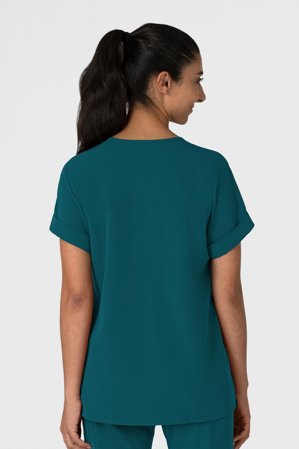 Casacca donna 6232 scollo a V spalle basse caribbean blue
