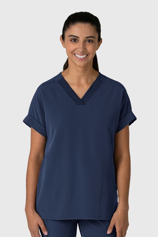 Casacca donna 6232 scollo a V spalle basse navy blue