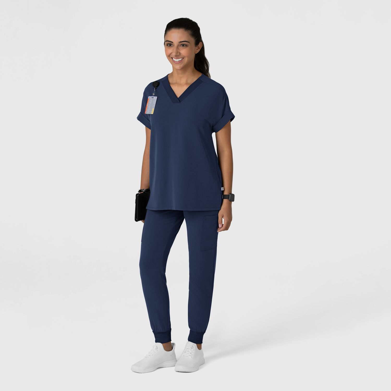 Casacca donna 6232 scollo a V spalle basse navy blue