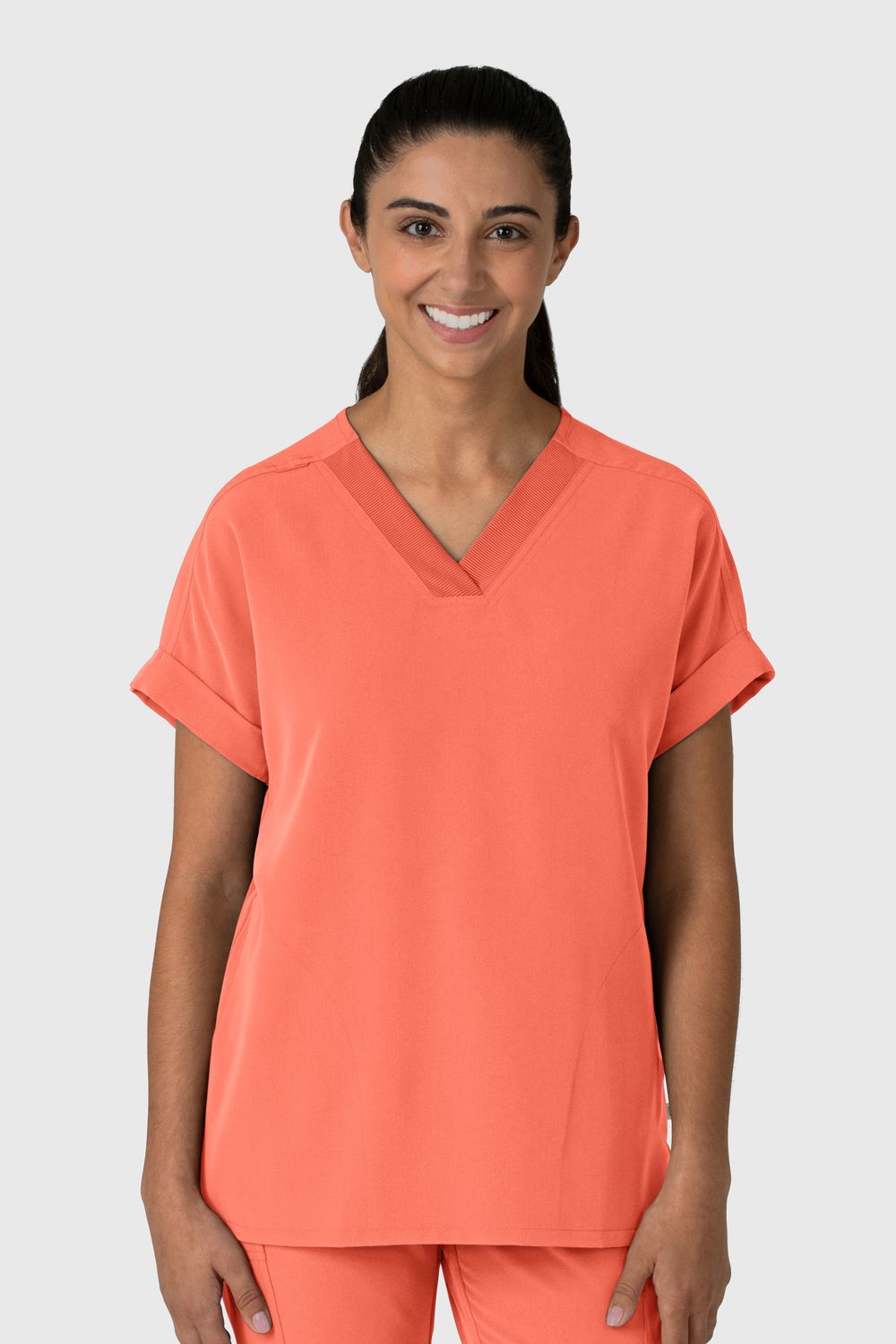 Casacca donna 6232 scollo a V spalle basse sugar coral