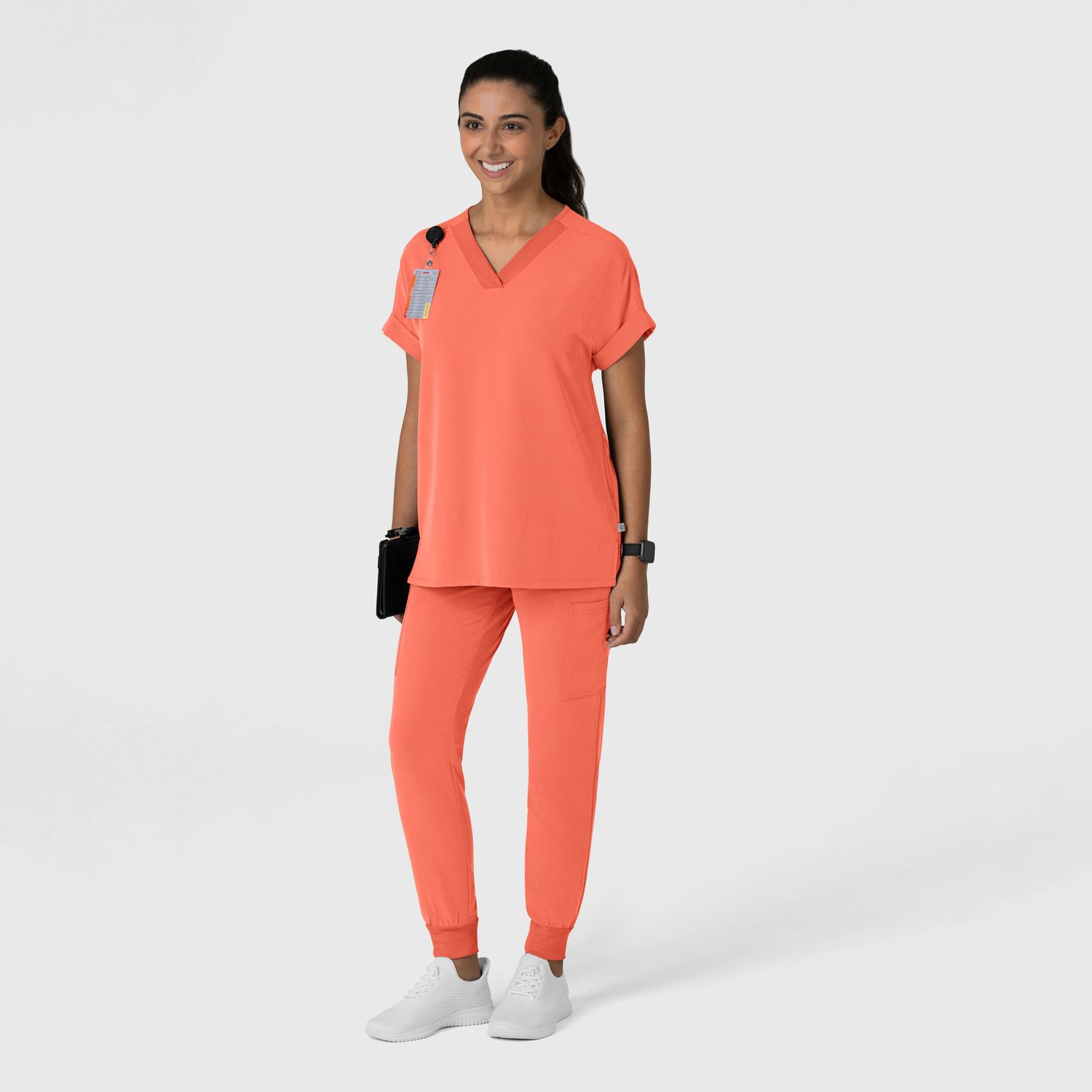 Casacca donna 6232 scollo a V spalle basse sugar coral