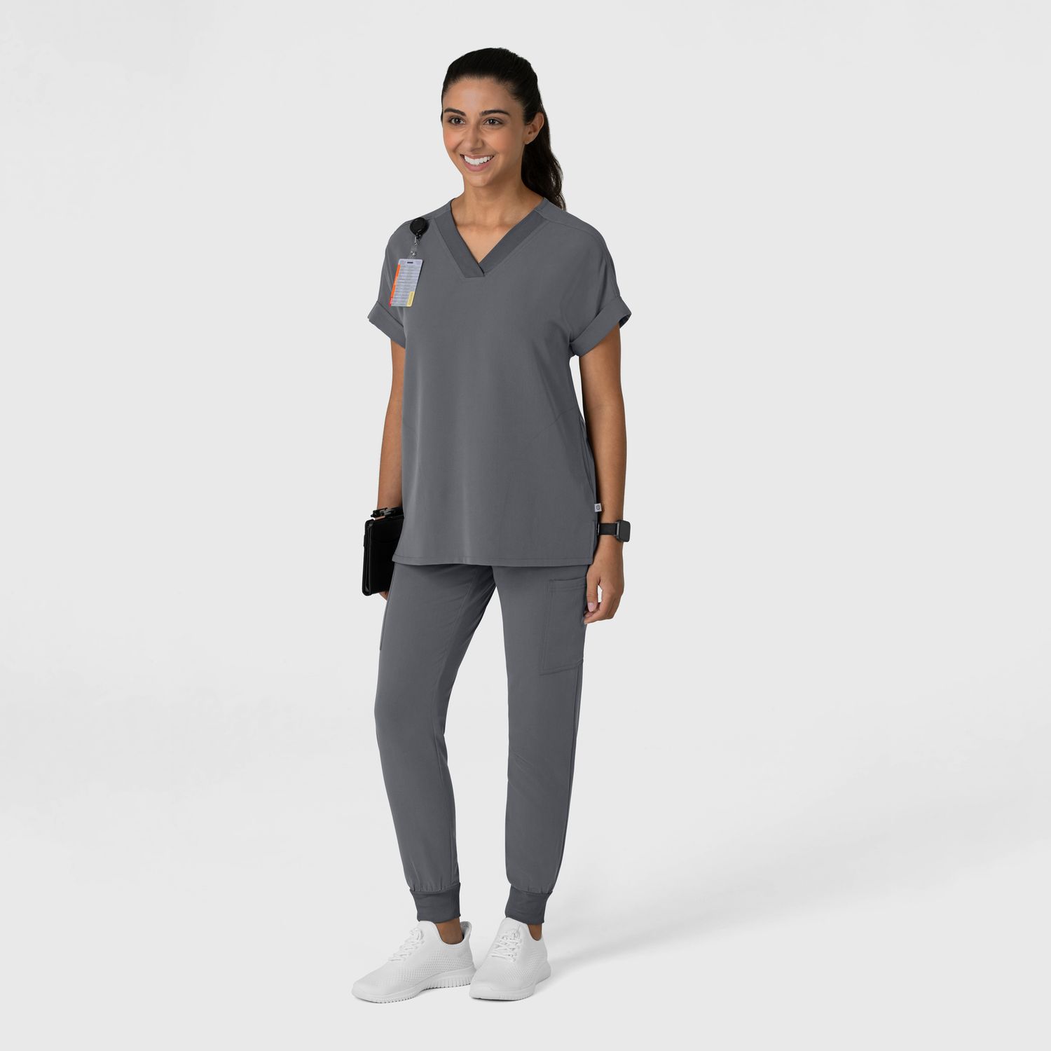 Casacca donna 6232 scollo a V spalle basse pewter