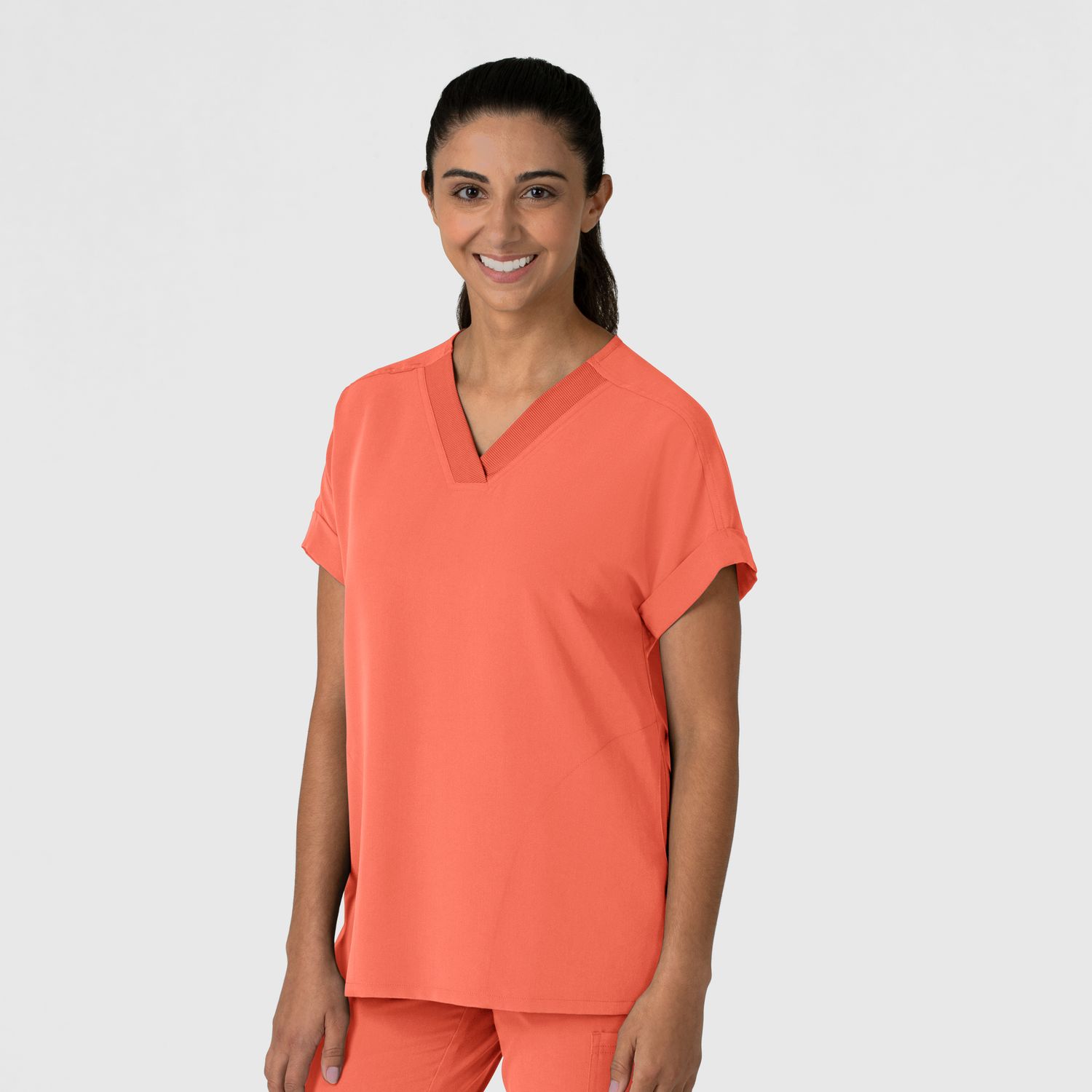 Casacca donna 6232 scollo a V spalle basse sugar coral