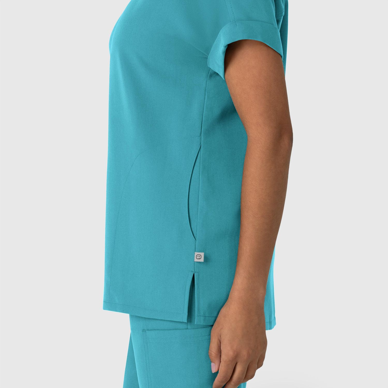 Casacca donna 6232 scollo a V spalle basse teal blue